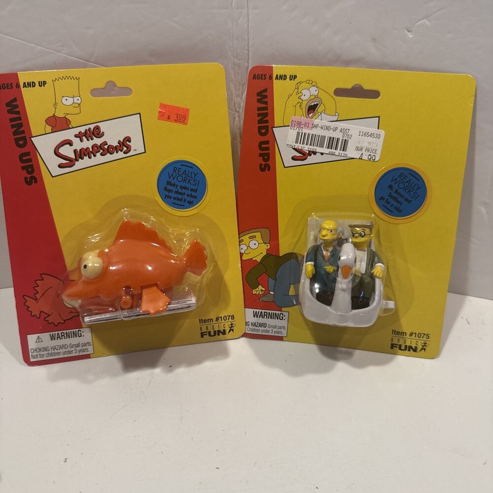 Simpsons Wind Ups Blinky Three 3 Eyed Fish & Mr Burns 2002 Sealed And Vintage